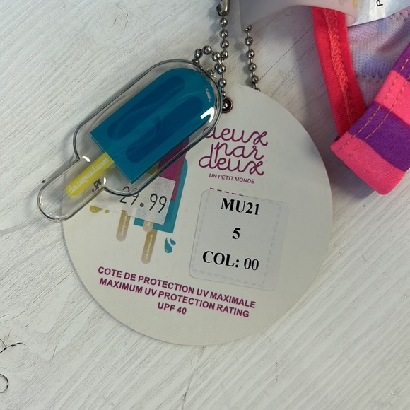 NWT deux par deux Vivid Pink Ribbon Triangle Bikini - Picture 7 of 7